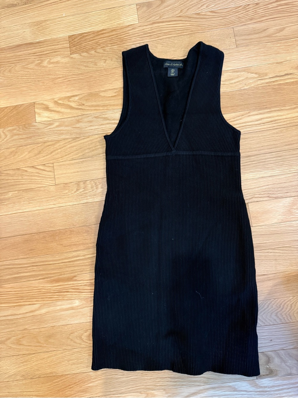House of Harlow 1960 Black Ribbed V-Neck Mini Dress
